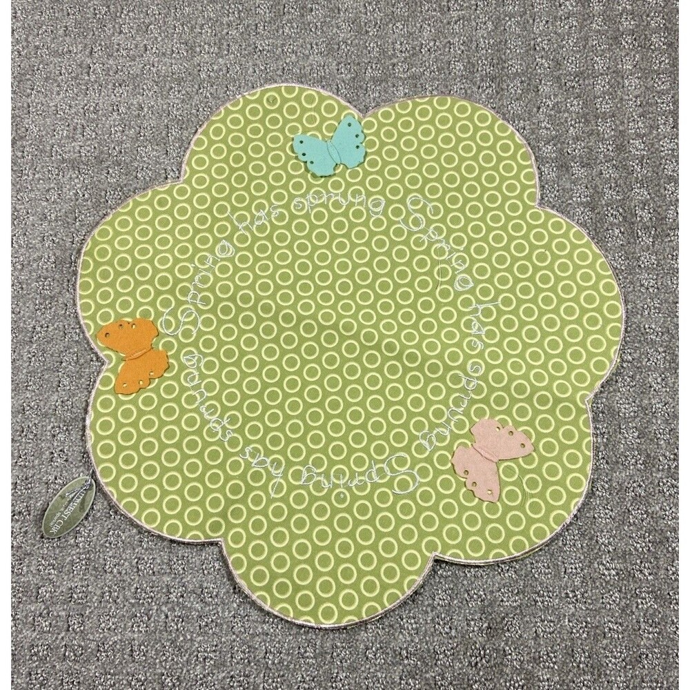 Midwest CBK Spring Table Doilly Fabric ad Felt Embroidered Easter 14 inch NWT
